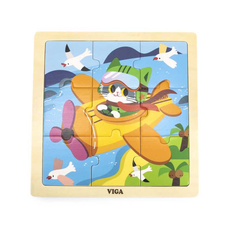 Puzzle din 9 piese mari - Avion, Viga - Imagine 3