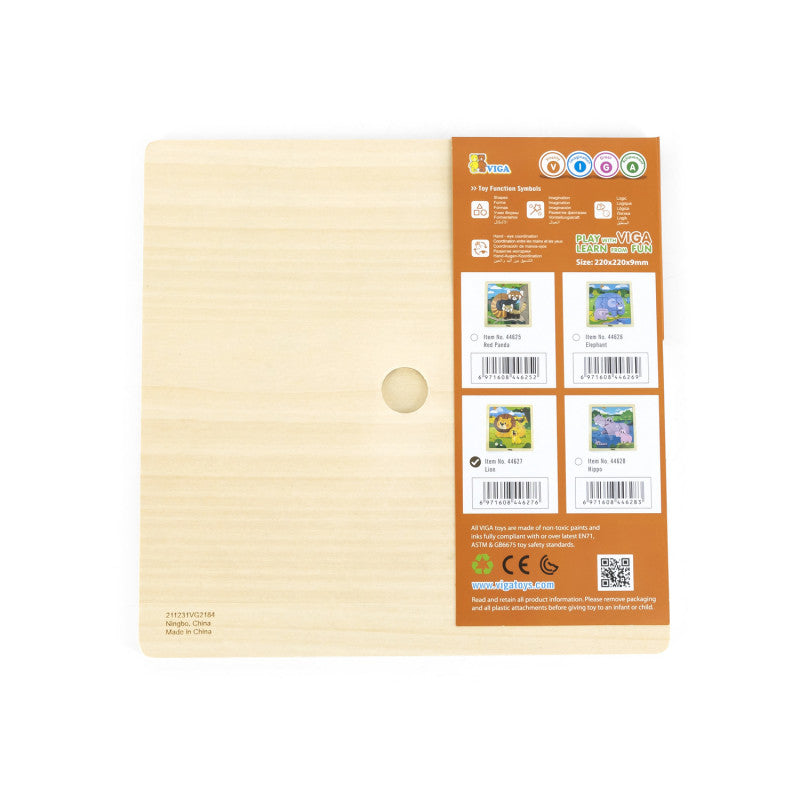 Puzzle din 9 piese mari Mama si puiul Leu, Viga