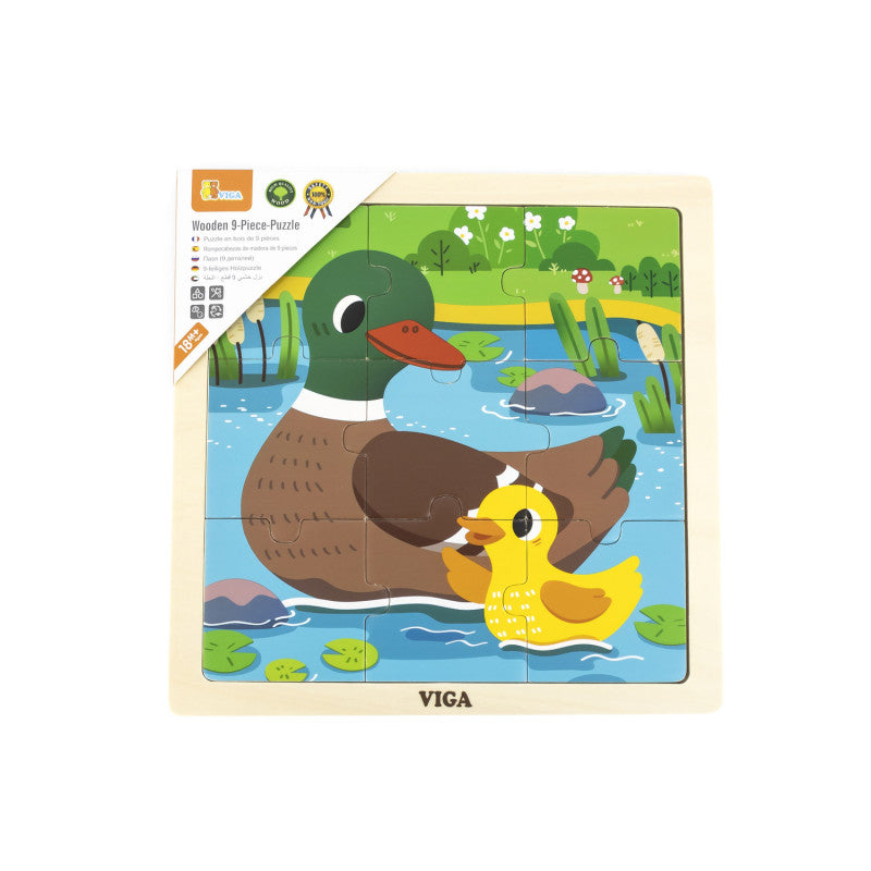 Puzzle din 9 piese mari Mama si puiul Rata, Viga - Imagine 2