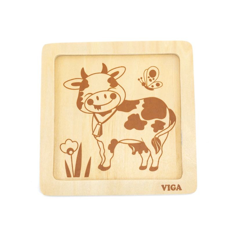 Puzzle din lemn din 4 piese mari - vaca - Imagine 5