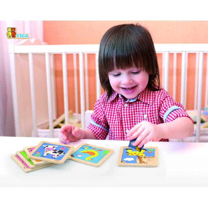 Puzzle din lemn din 4 piese mari - vaca - Imagine 2