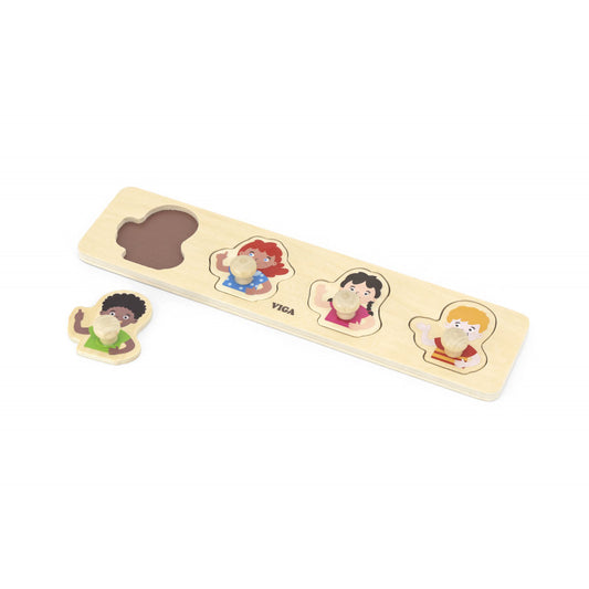 Puzzle Montessori cu maner, Culoarea pielii, Viga - Imagine 4