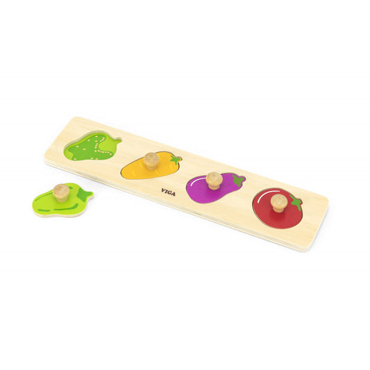 Puzzle Montessori cu maner, Legume, Viga - Imagine 4