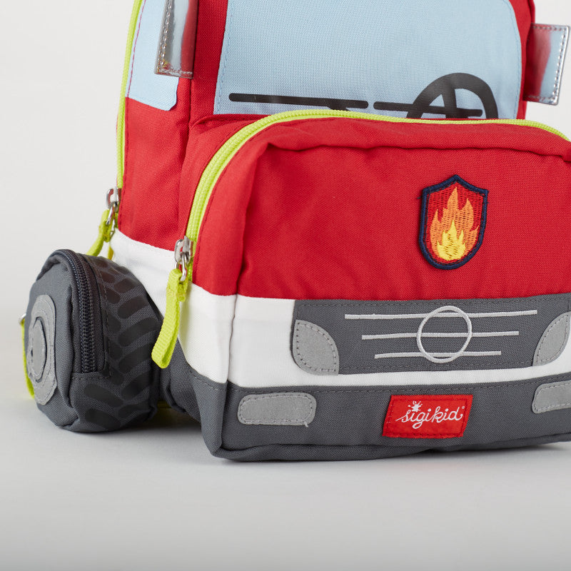 Rucsac pentru copii Masina de pompieri cu roti si detalii 3D, Sigikid - Imagine 4