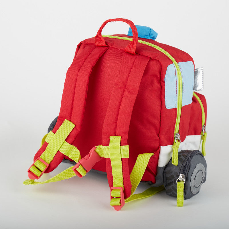 Rucsac pentru copii Masina de pompieri cu roti si detalii 3D, Sigikid - Imagine 3