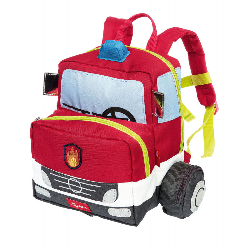 Rucsac pentru copii Masina de pompieri cu roti si detalii 3D, Sigikid - Imagine 10