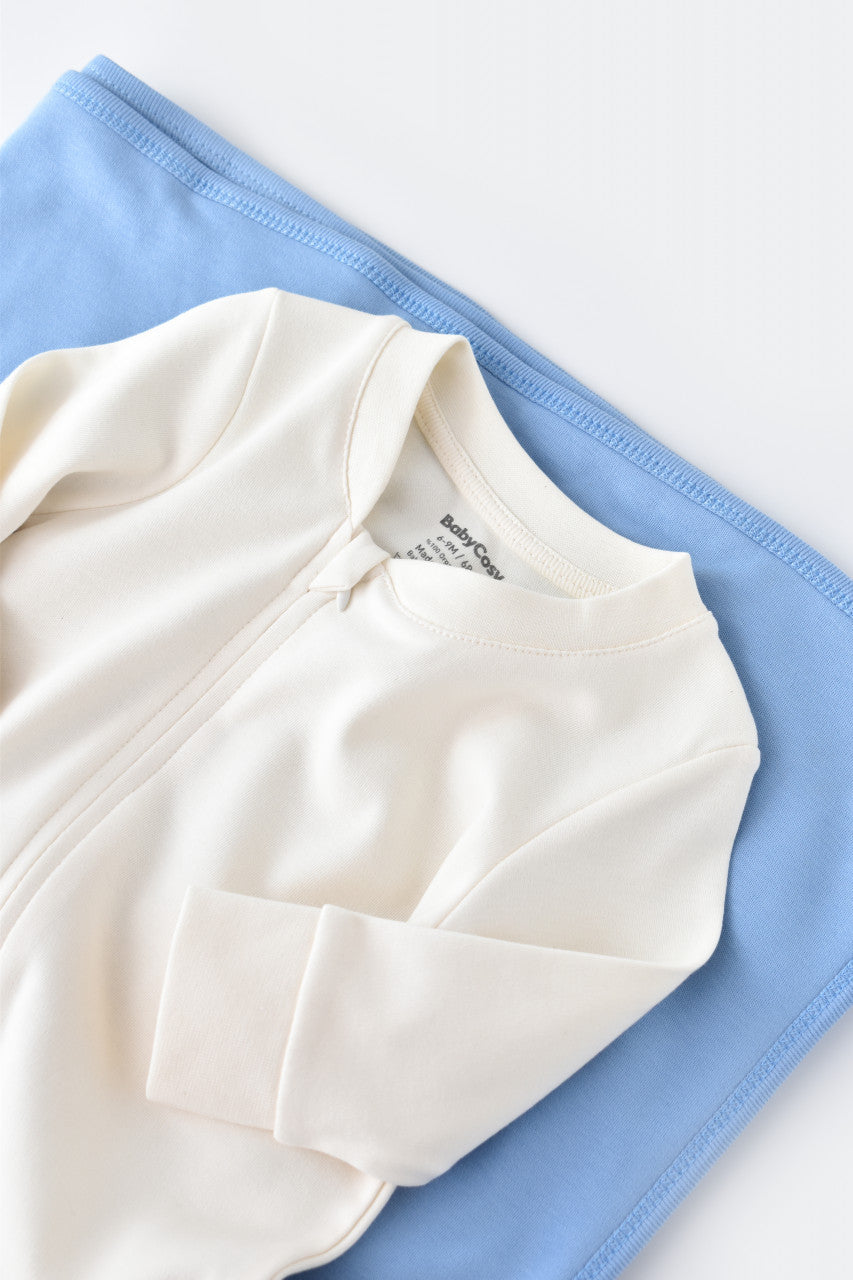 Salopeta cu fermoar cu maneca lunga si pantaloni lungi din 95%bumbac organic si 5% elastan - , BabyCosy