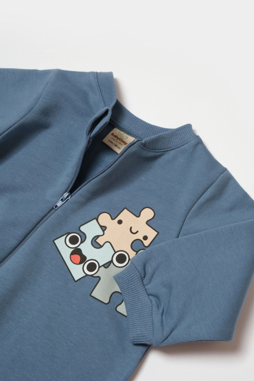 Salopeta cu fermoar, Two thread, BabyCosy, 100% bumbac organic,