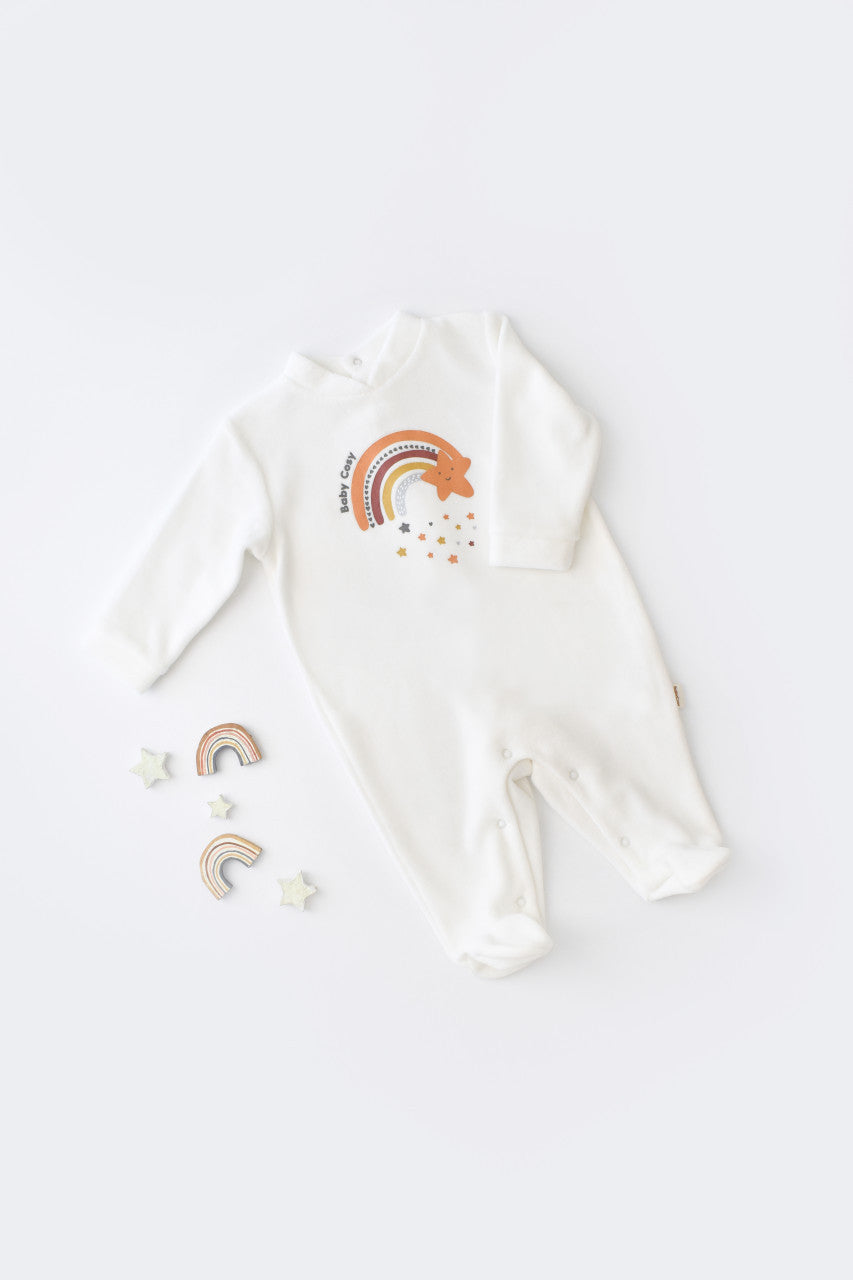 Salopeta Curcubeu cu maneca lunga si botosei din 80%bumbac organic si 20% poliester - , BabyCosy