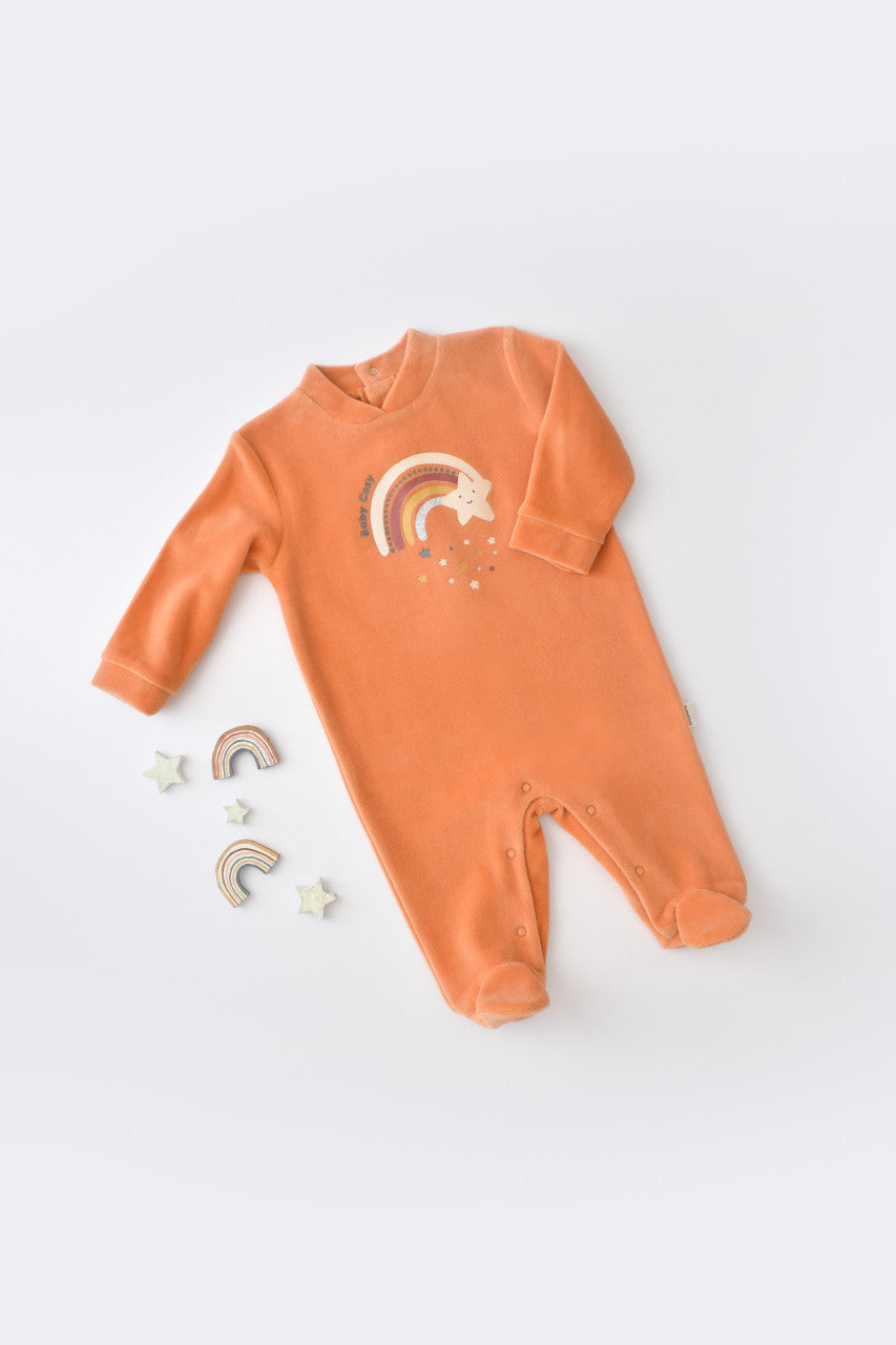 Salopeta Curcubeu cu maneca lunga si botosei din 80%bumbac organic si 20% poliester - , BabyCosy