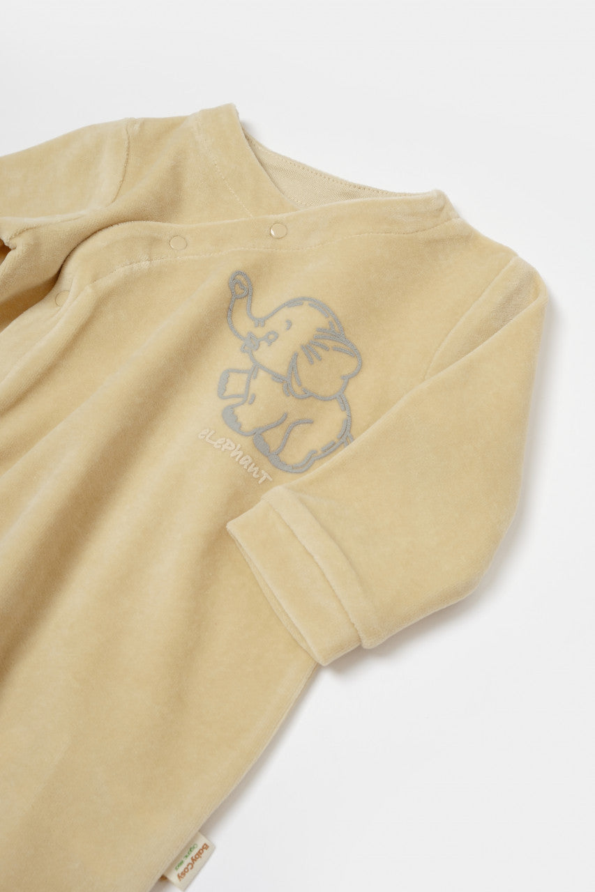 Salopeta Elefant cu maneca lunga si gluga din 80%bumbac organic si 20% poliester - , BabyCosy