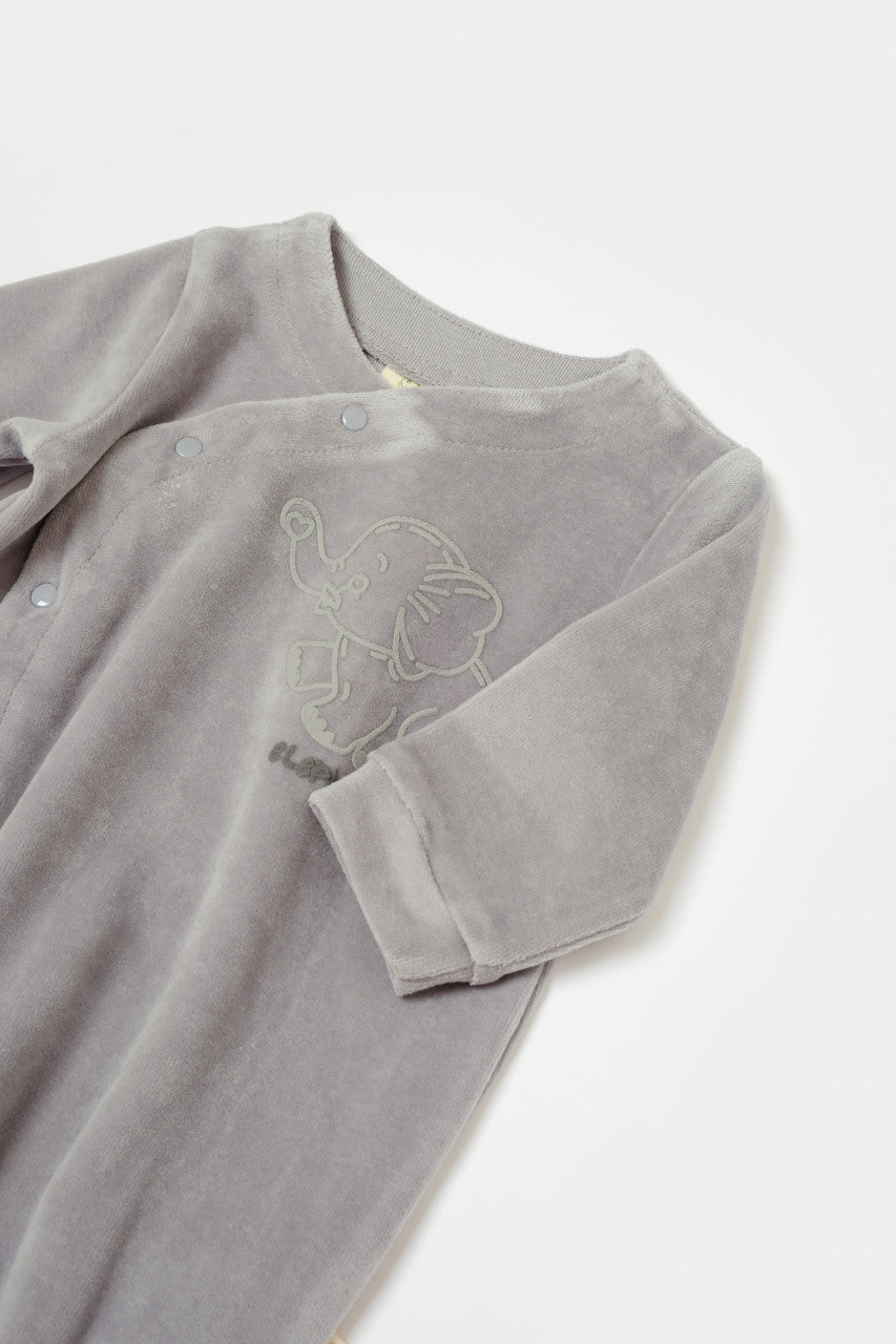 Salopeta Elefant cu maneca lunga si gluga din 80%bumbac organic si 20% poliester - , BabyCosy