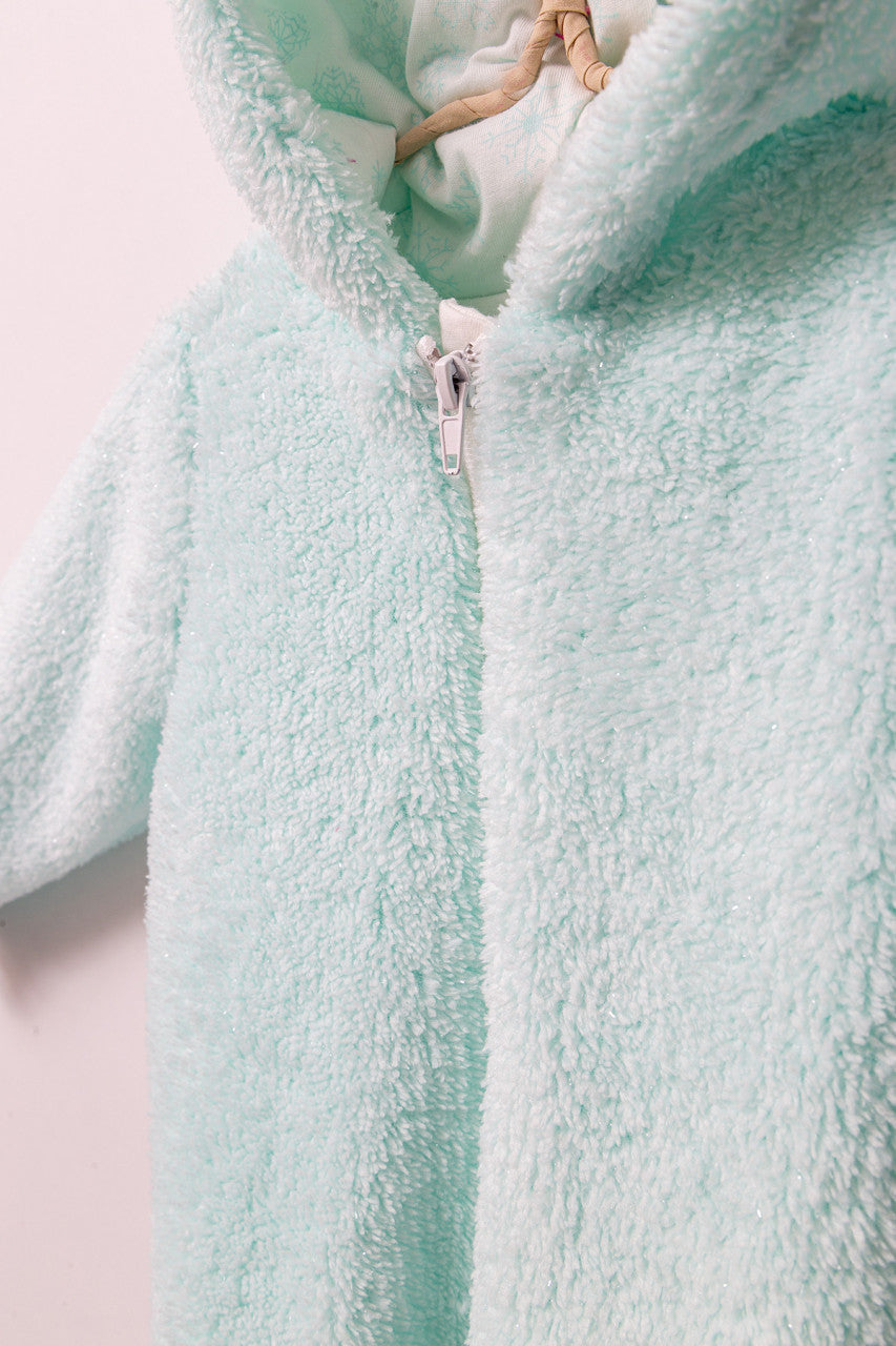 Salopeta plusata de iarna pentru bebelusi, Tongs Baby, captusita cu fermoar, bleumarine