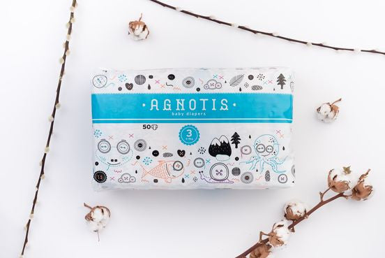 Scutece hipoalergenice Agnotis, marimea nr. 3, 4-9 kg, 50 bucati