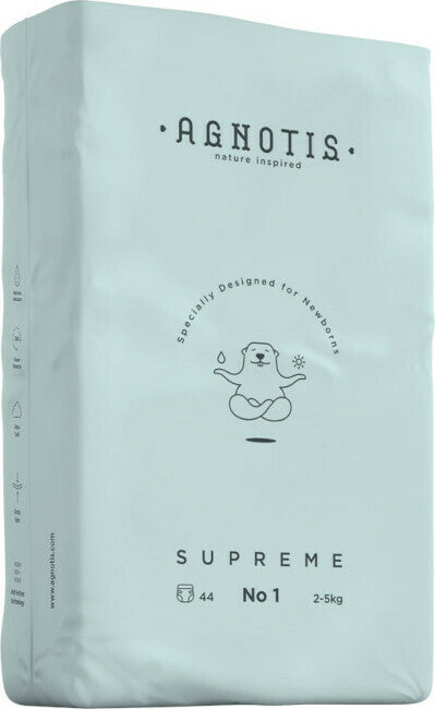 Scutece hipoalergenice Supreme Agnotis, marimea nr.1, 2-5 kg, 44 bucati