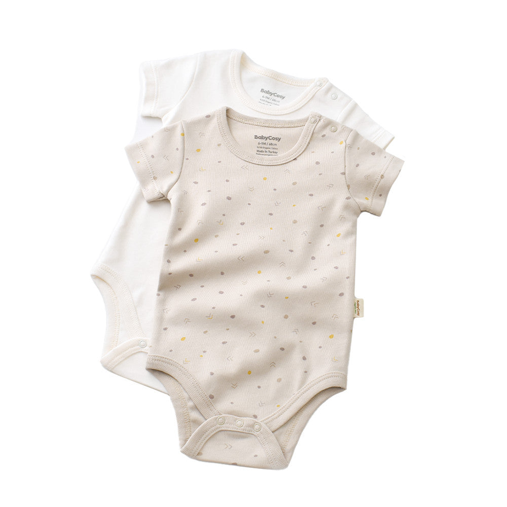 Set 2 body-uri bebe unisex Girafa, BabyCosy, 100% bumbac organic