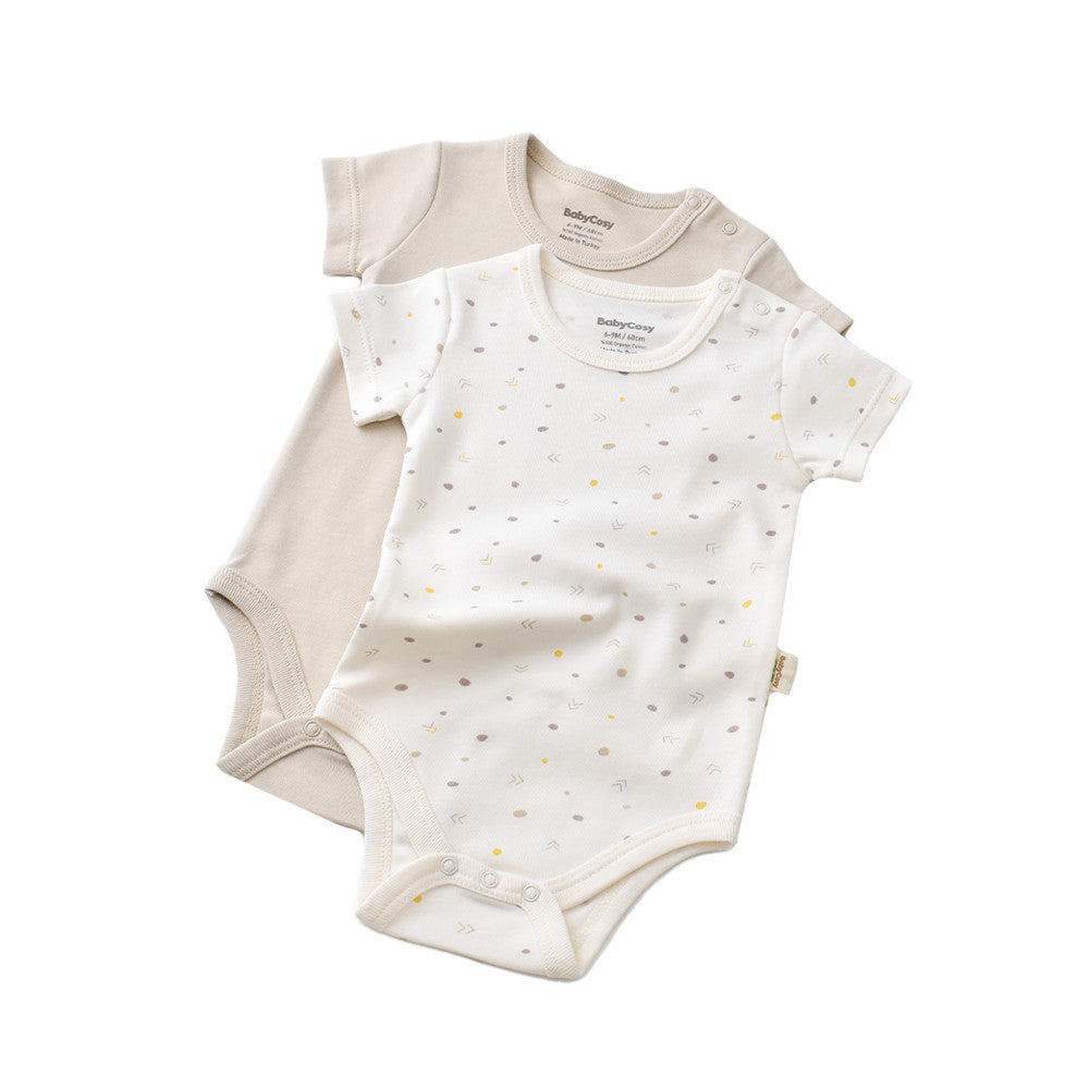Set 2 body-uri bebe unisex Girafa, BabyCosy, 100% bumbac organic