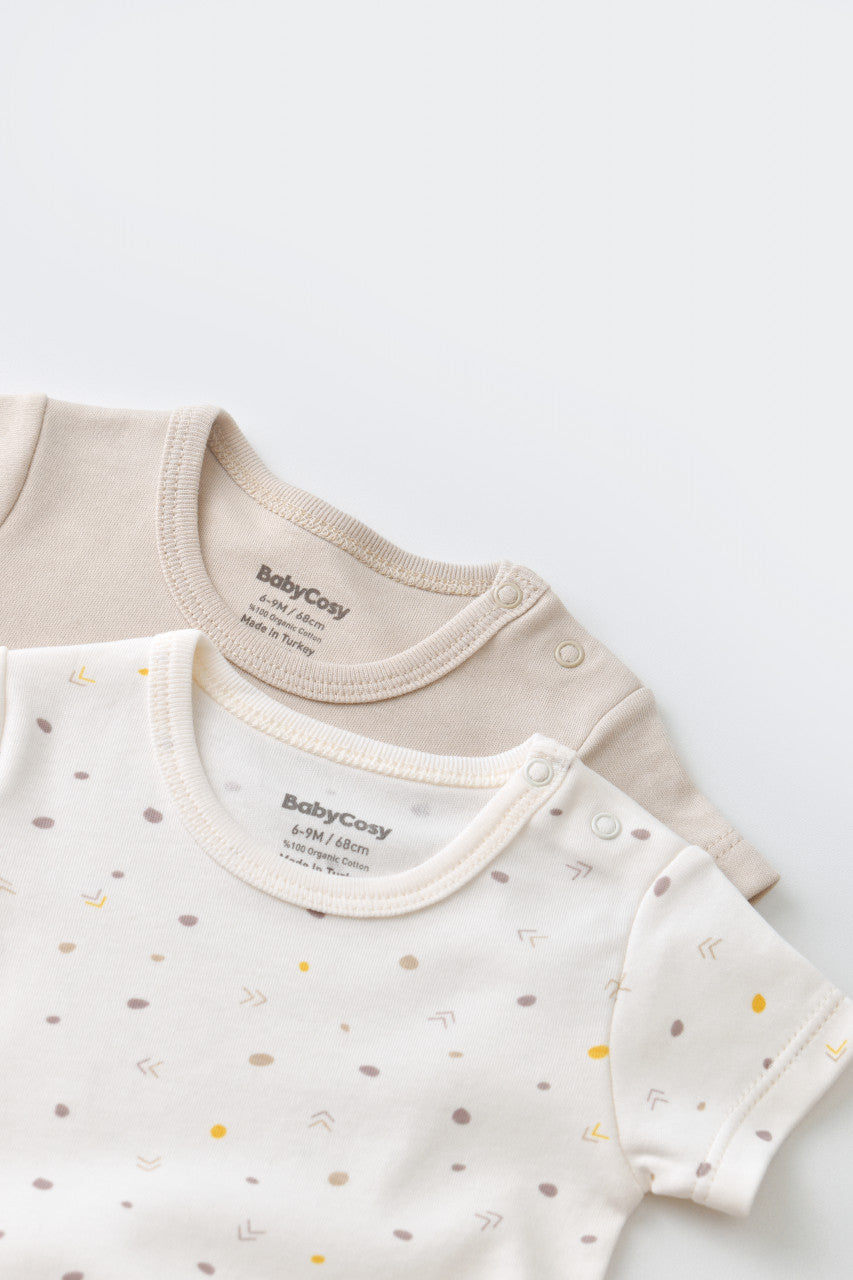 Set 2 body-uri bebe unisex Girafa, BabyCosy, 100% bumbac organic