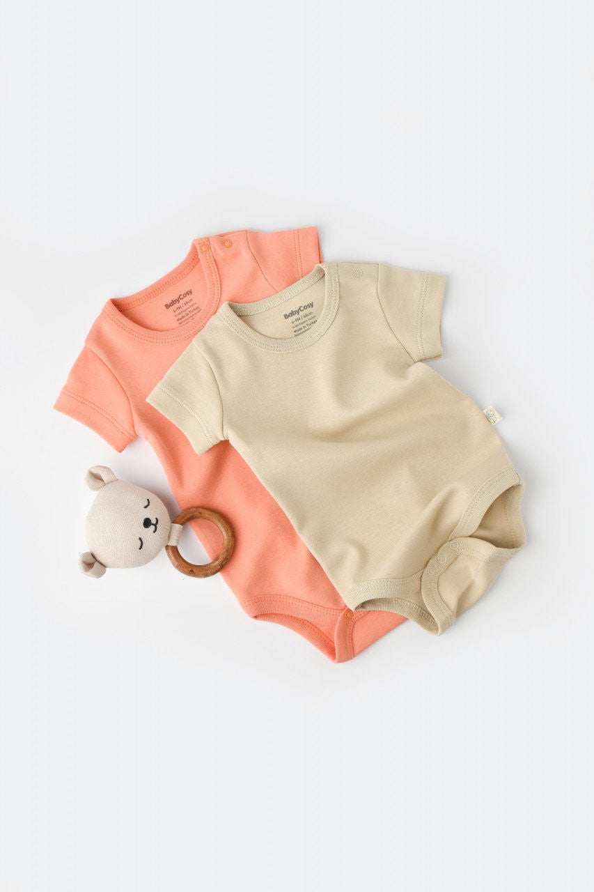 Set 2 body-uri bebe unisex Girafa, BabyCosy, 100% bumbac organic