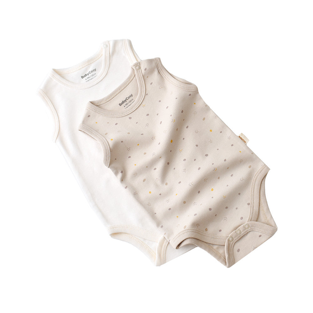 Set 2 body-uri fara maneci bebe unisex Girafa, BabyCosy, 100% bumbac organic