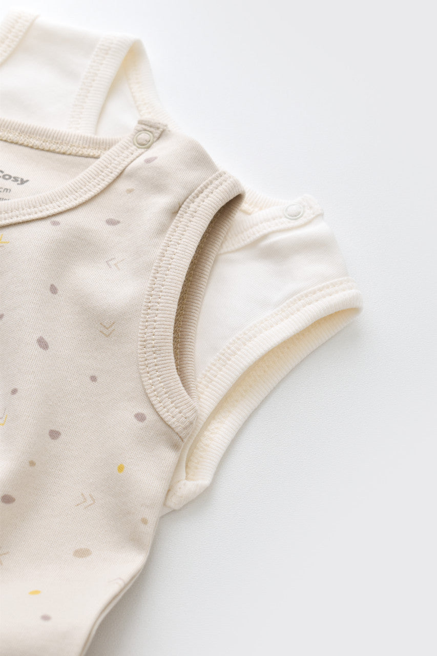 Set 2 body-uri fara maneci bebe unisex Girafa, BabyCosy, 100% bumbac organic