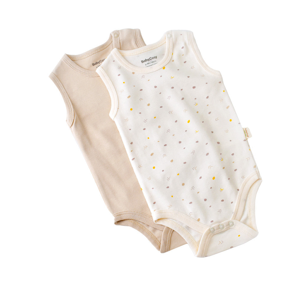 Set 2 body-uri fara maneci bebe unisex Girafa, BabyCosy, 100% bumbac organic