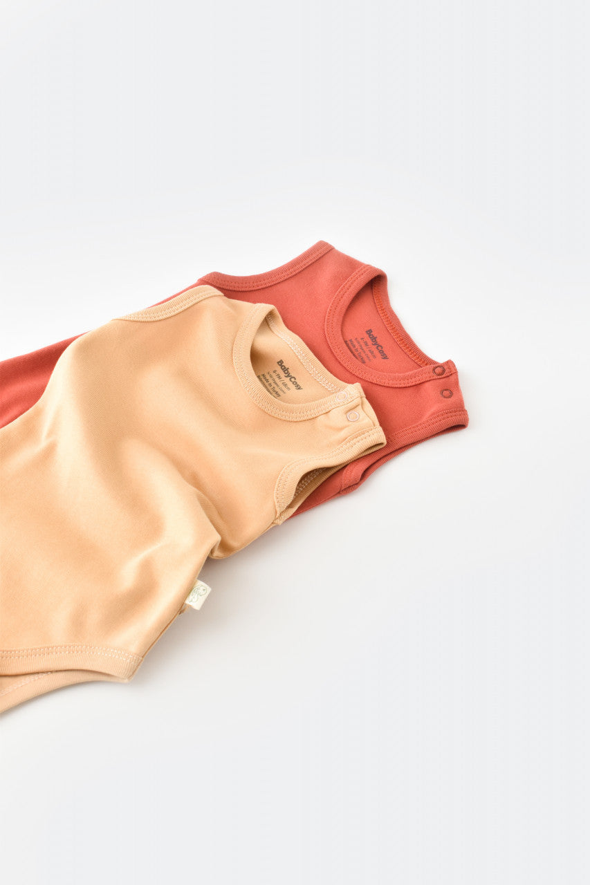 Set 2 body-uri fara maneci bebe unisex Girafa, BabyCosy, 100% bumbac organic