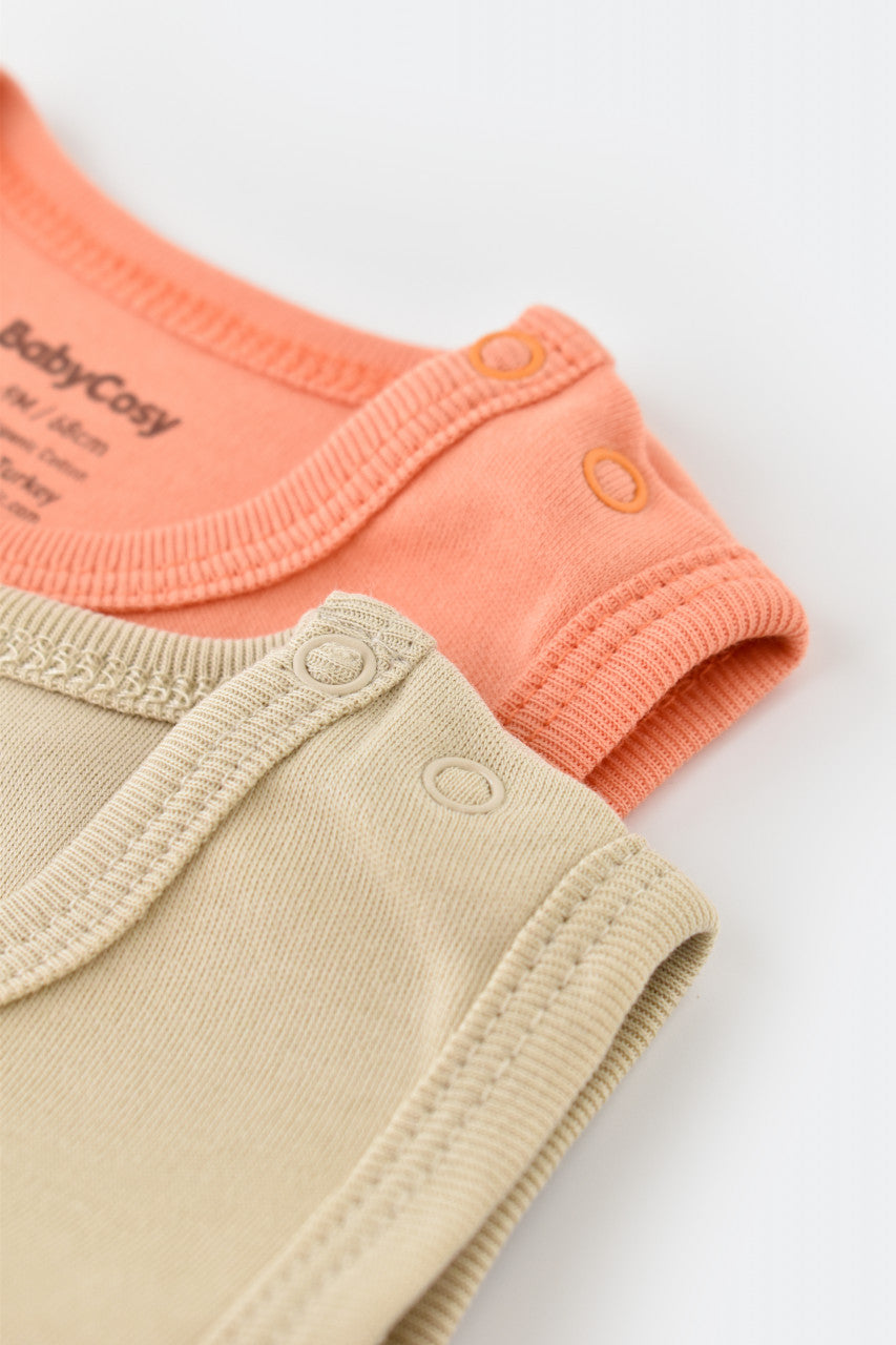 Set 2 body-uri fara maneci bebe unisex Girafa, BabyCosy, 100% bumbac organic