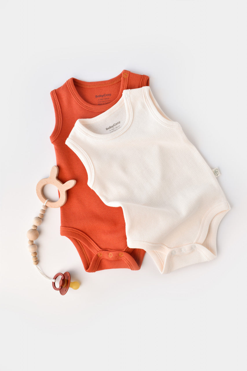 Set 2 body-uri fara maneci bebe unisex Girafa, BabyCosy, 100% bumbac organic