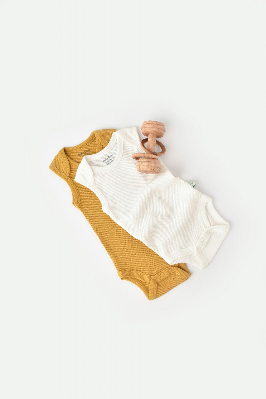 Set 2 body-uri fara maneci bebe unisex Girafa, BabyCosy, 100% bumbac organic