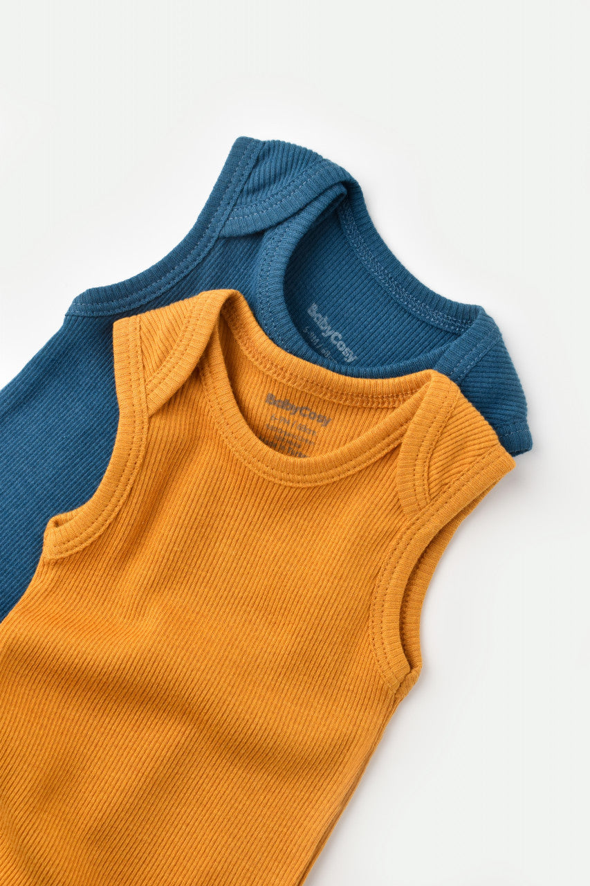 Set 2 body-uri fara maneci bebe unisex Girafa, BabyCosy, 100% bumbac organic