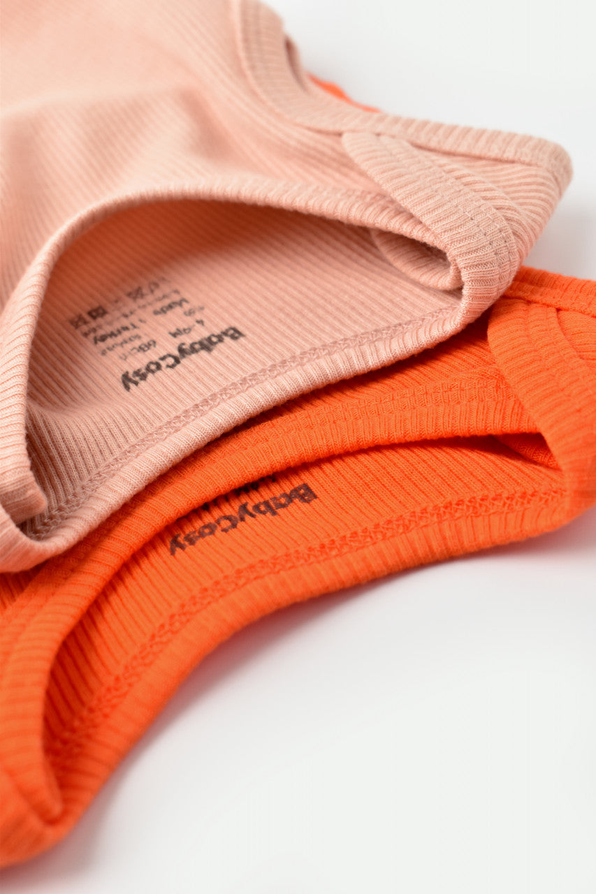 Set 2 body-uri fara maneci bebe unisex Girafa, BabyCosy, 100% bumbac organic