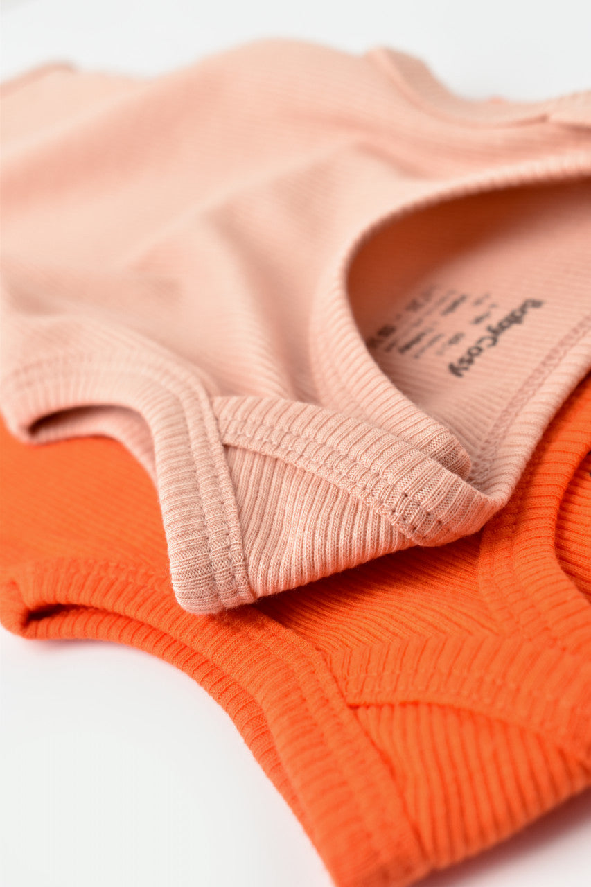 Set 2 body-uri fara maneci bebe unisex Girafa, BabyCosy, 100% bumbac organic