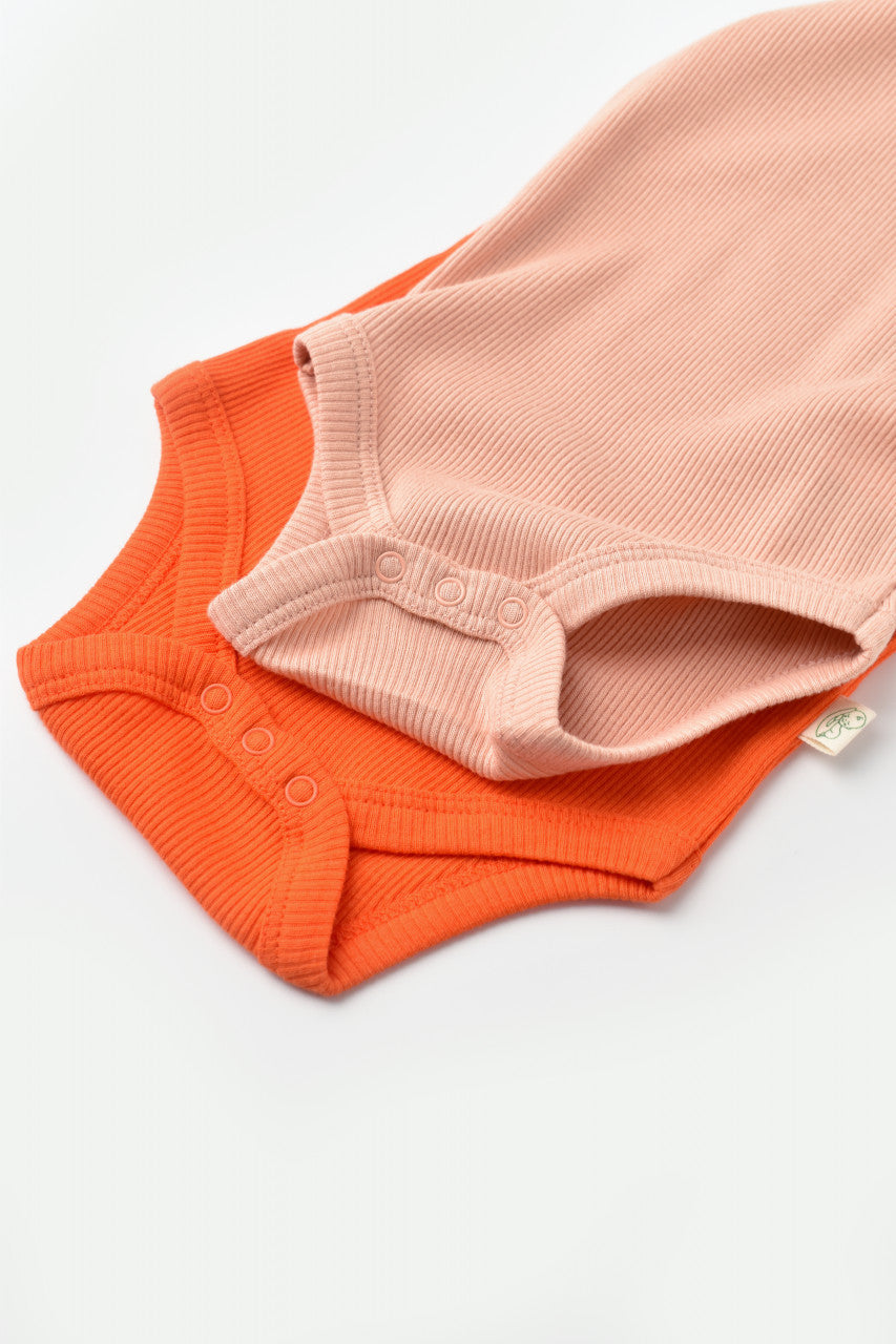 Set 2 body-uri fara maneci bebe unisex Girafa, BabyCosy, 100% bumbac organic