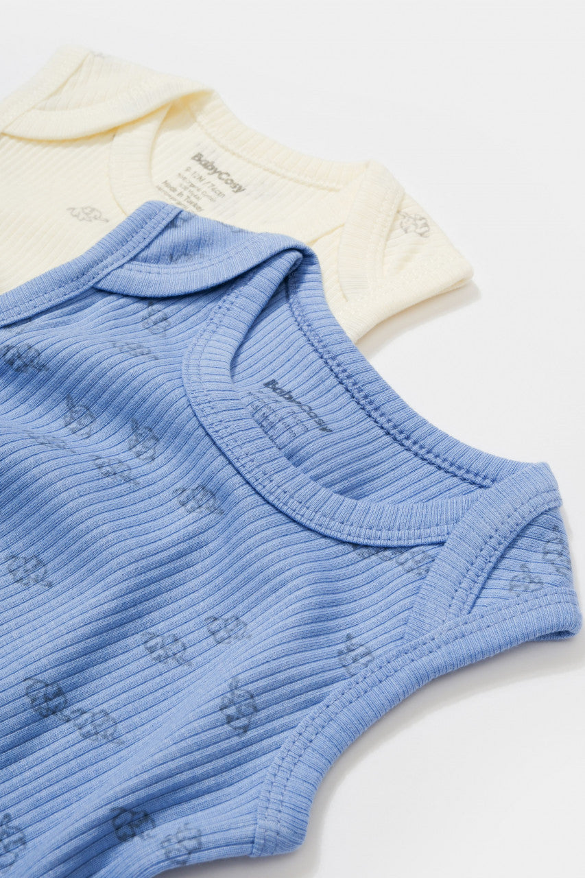 Set 2 body-uri fara maneci bebe unisex Girafa, BabyCosy, 100% bumbac organic