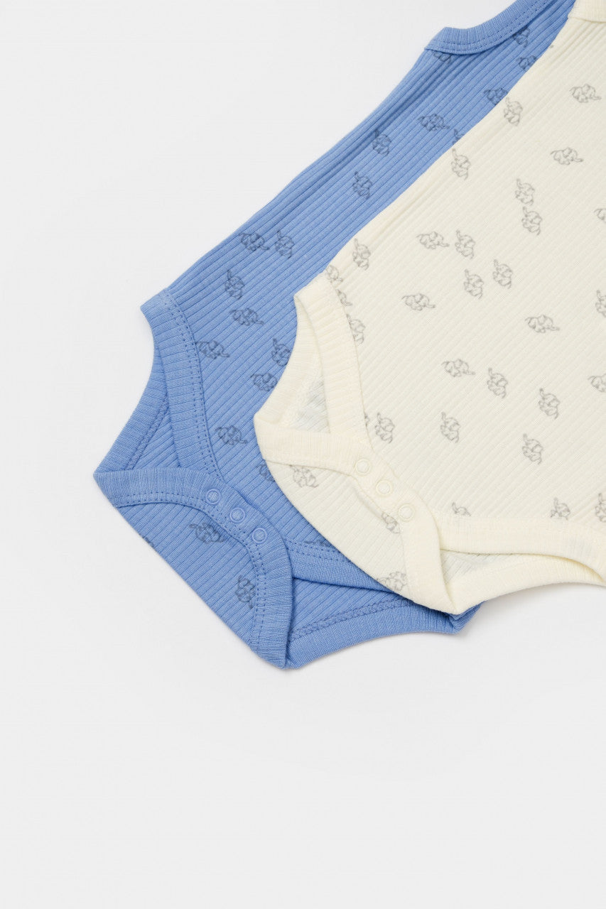 Set 2 body-uri fara maneci bebe unisex Girafa, BabyCosy, 100% bumbac organic