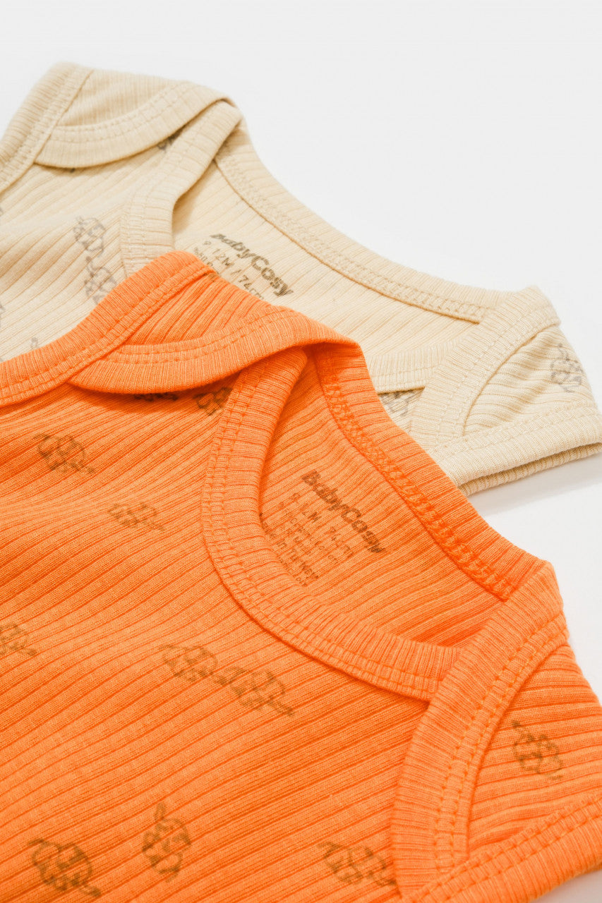 Set 2 body-uri fara maneci bebe unisex Girafa, BabyCosy, 100% bumbac organic