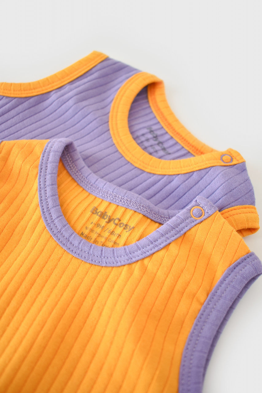 Set 2 body-uri fara maneci bebe unisex Girafa, BabyCosy, 100% bumbac organic