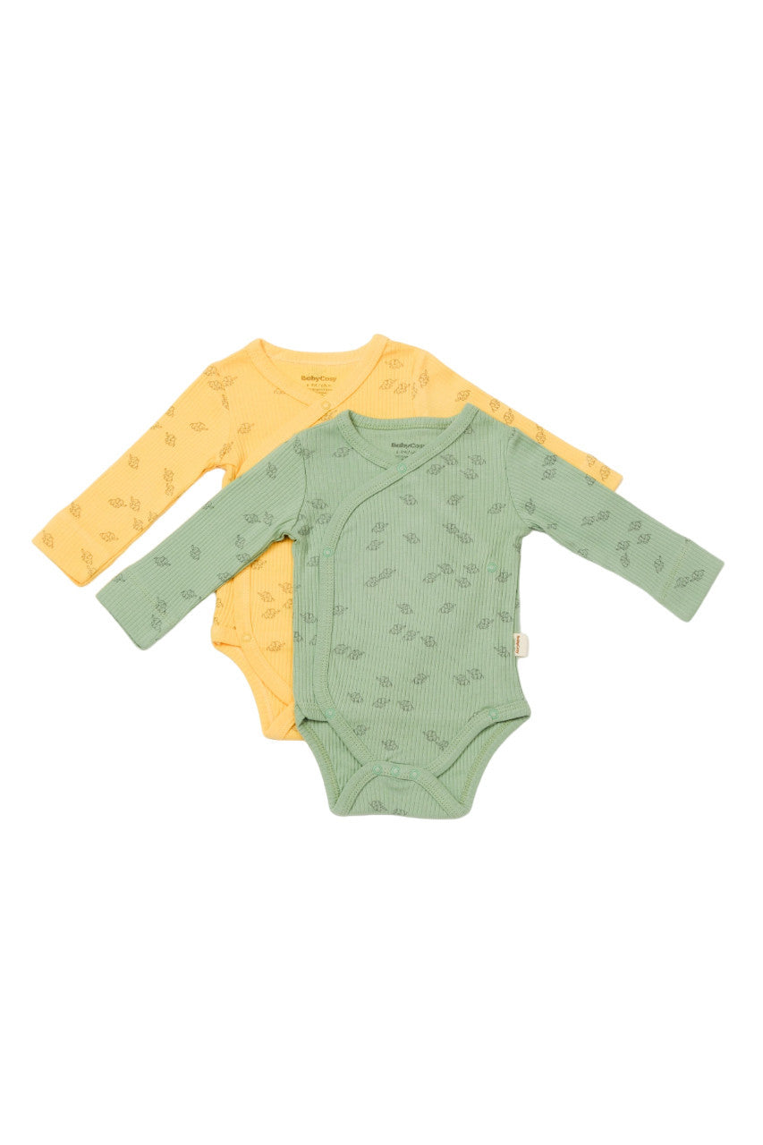 Set 2 body-uri petrecute Printed, BabyCosy, 50% modal+50% bumbac, Ecru/Lavanda