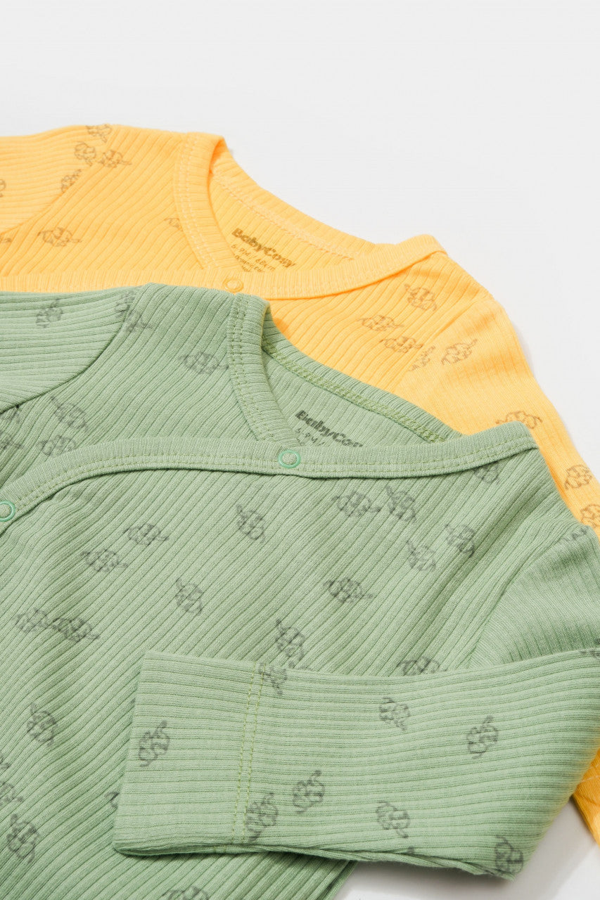 Set 2 body-uri petrecute Printed, BabyCosy, 50% modal+50% bumbac, Ecru/Lavanda