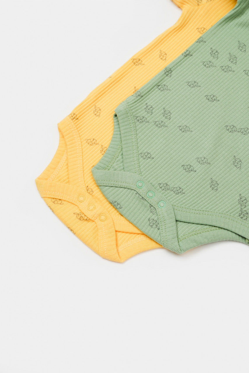 Set 2 body-uri Printed, BabyCosy, 50% modal+50% bumbac, Ecru/Lavanda