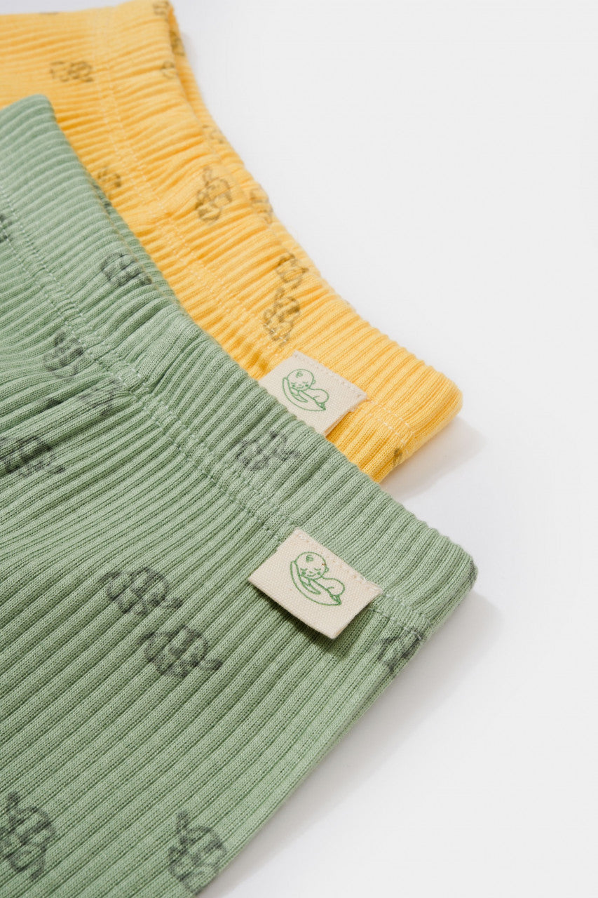 Set 2 pantalonasi cu botosei Printed, BabyCosy, 50% modal+50% bumbac, Ecru/Lavanda