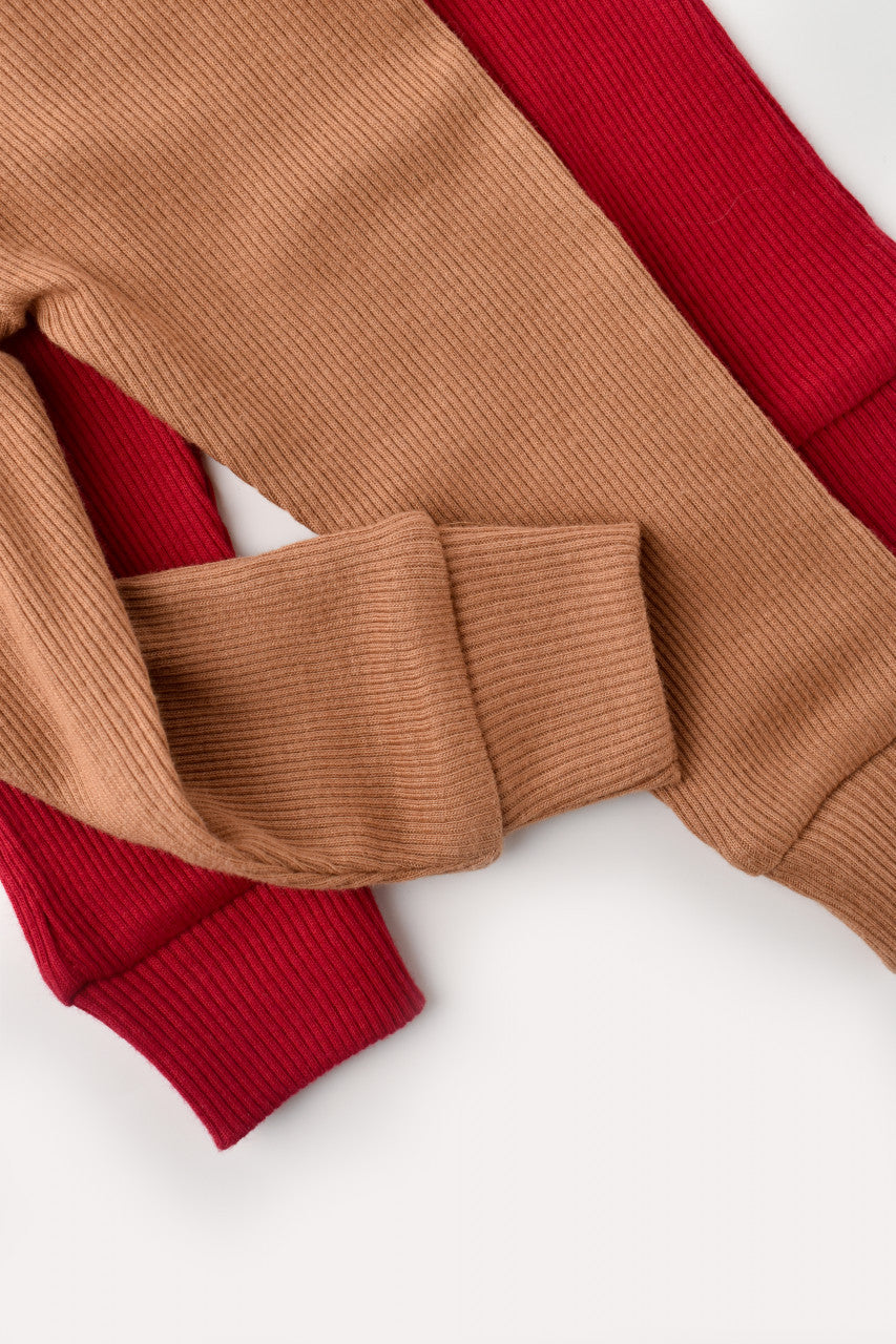 Set 2 pantaloni bebe unisex Girafa, BabyCosy, 100% bumbac organic