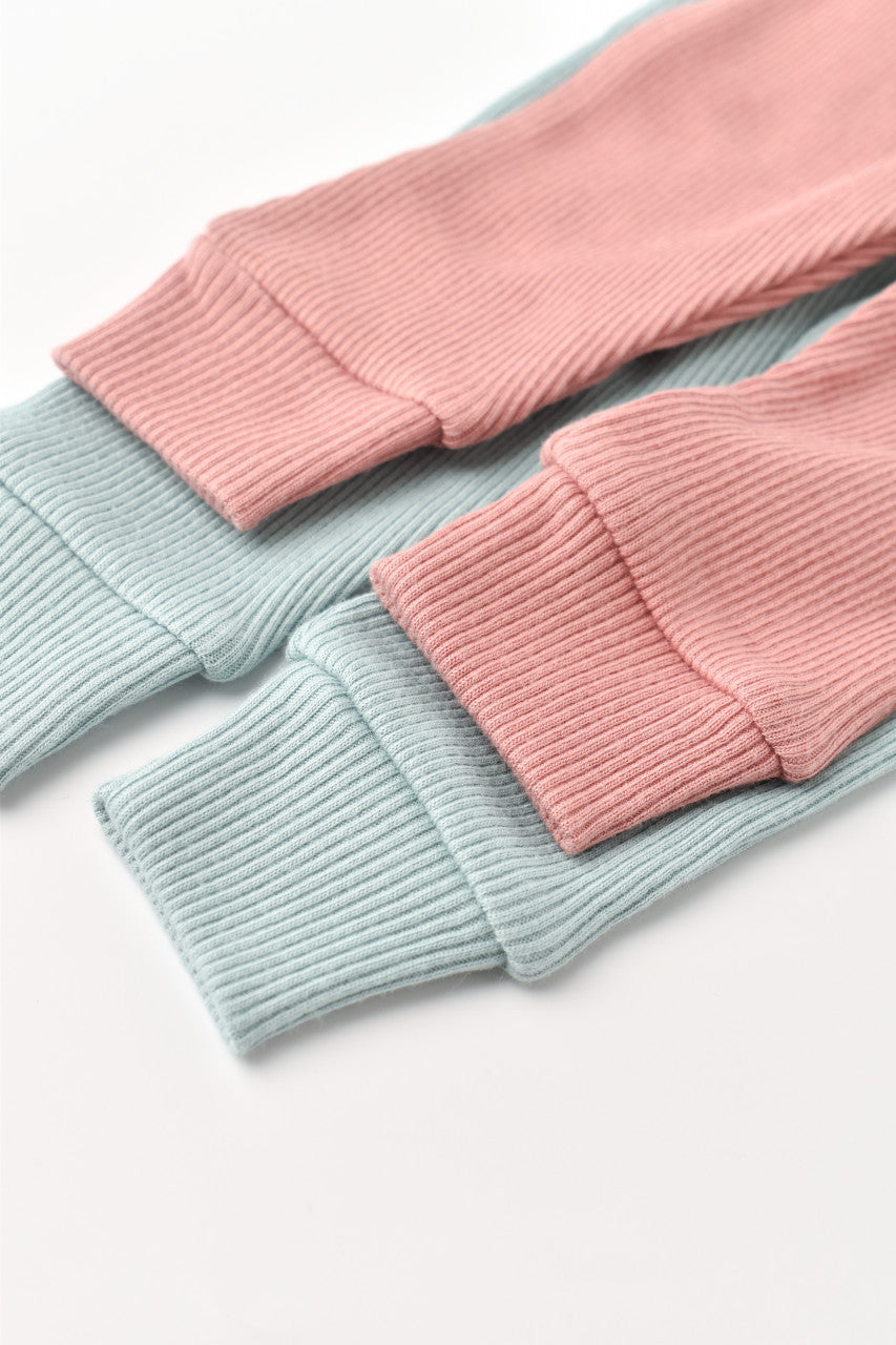 Set 2 pantaloni bebe unisex Girafa, BabyCosy, 100% bumbac organic