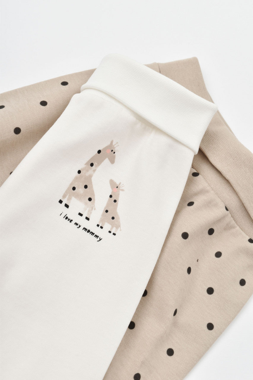 Set 2 pantaloni cu botosei bebe unisex Girafa, BabyCosy, 100% bumbac organic