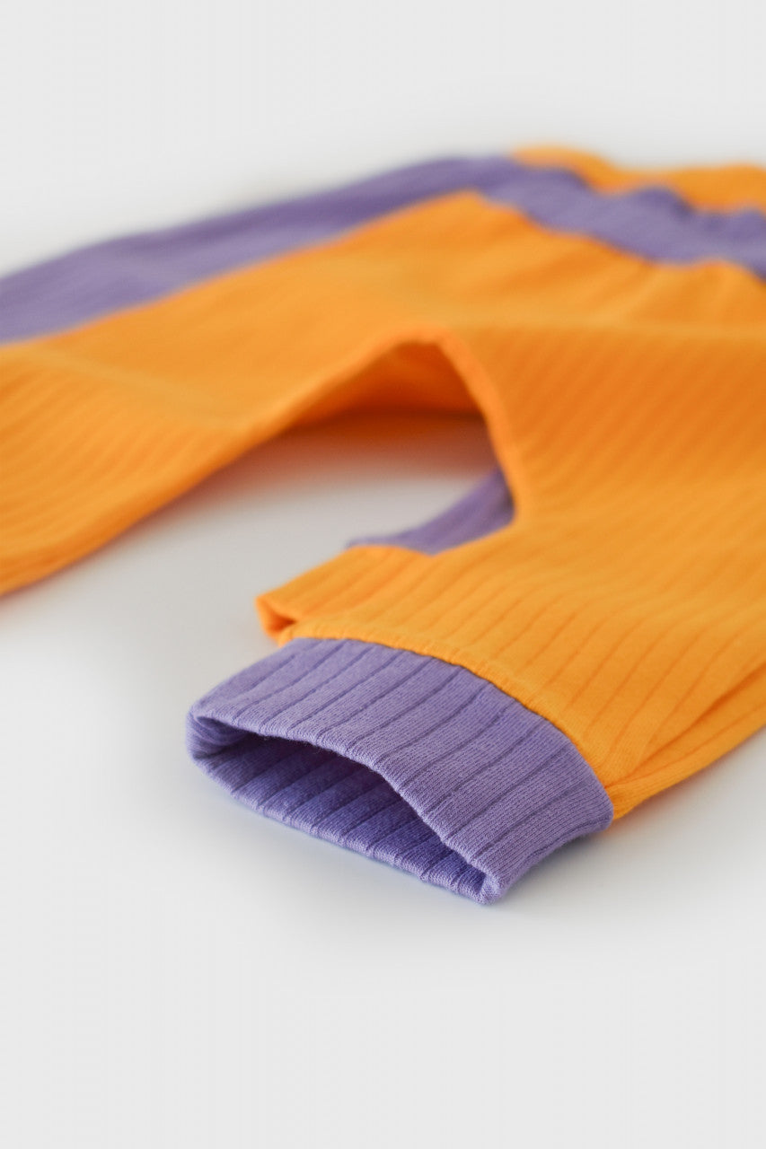 Set 2 pantaloni Ribana Bebe Unisex din bumbac organic si 5%elastan - Ecru/Bordo, BabyCosy