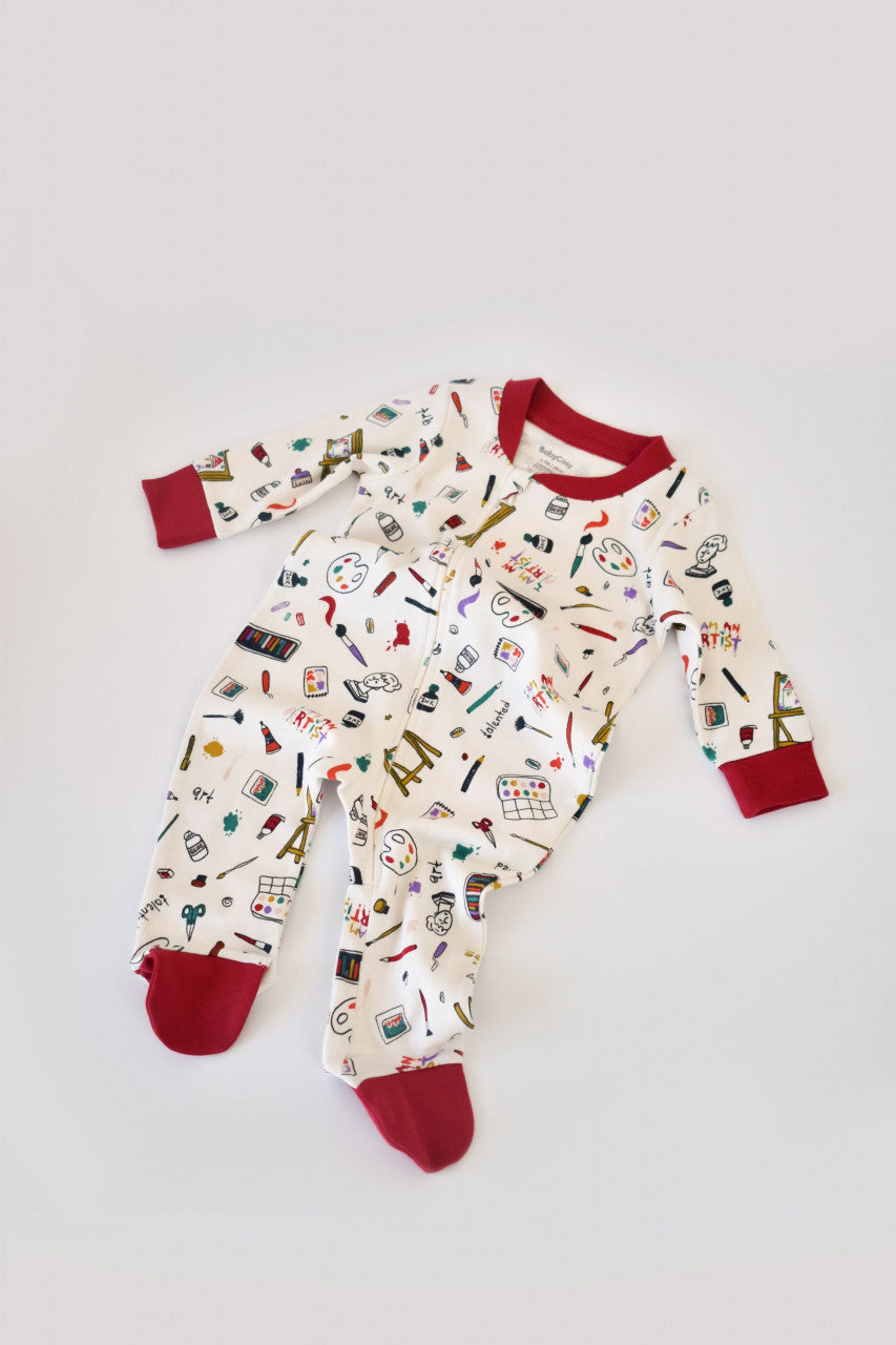 Set 2 salopetele cu maneca lunga si pantaloni lungi cu botosei - 100%bumbac organic -  cu buline, BabyCosy