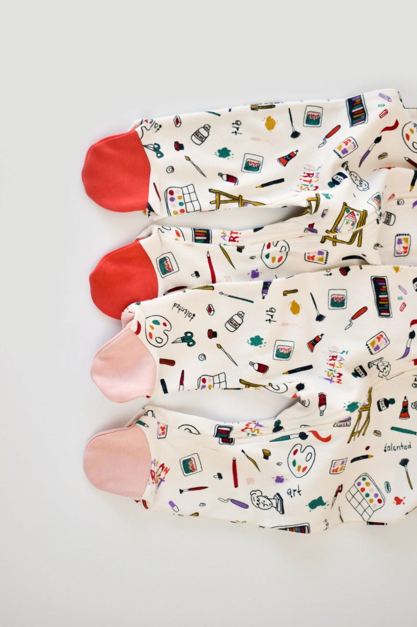 Set 2 salopetele cu maneca lunga si pantaloni lungi cu botosei - 100%bumbac organic -  cu buline, BabyCosy