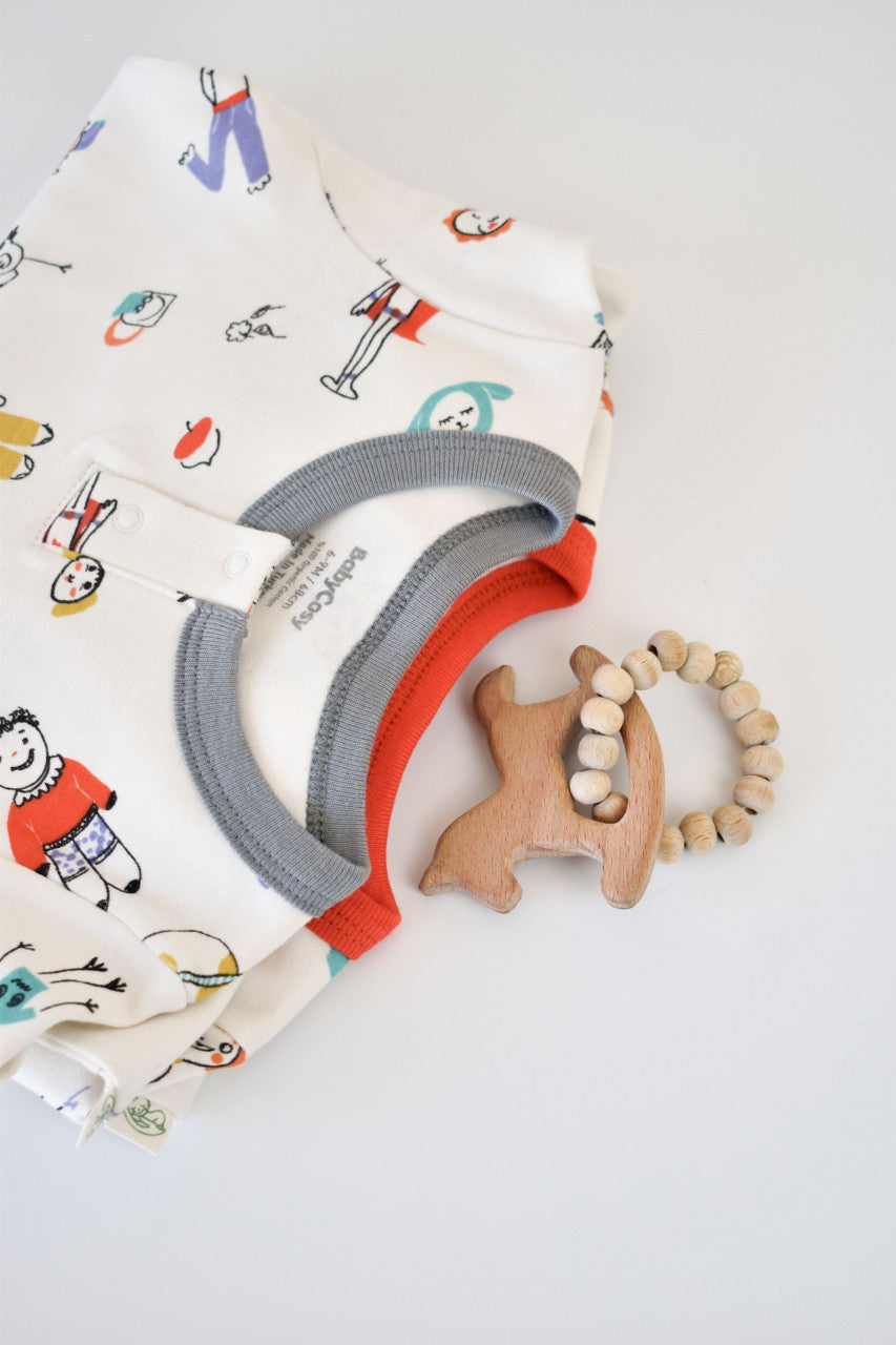 Set 2 salopetele cu maneca lunga si pantaloni lungi cu botosei - 100%bumbac organic -  cu buline, BabyCosy