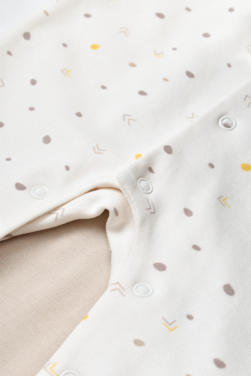 Set 2 salopetele cu maneca lunga si pantaloni lungi cu botosei - 100%bumbac organic -  cu buline, BabyCosy